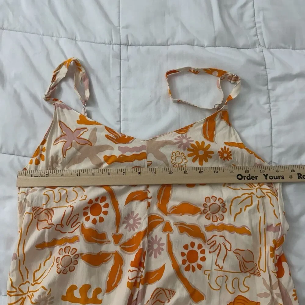 Label Of Love Dress Medium Orange Sweetheart Neck Strap Midi Sundress Resortwear - Picture 8 of 8